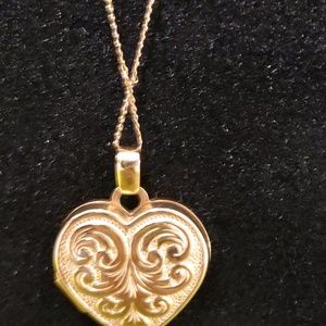 14K Gold heart locket necklace